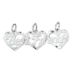   Silver Three Piece Break Apart Hearts Best Friends Charm Jewelry