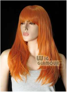 New Long Dark Orange Wavy Skin Top Hair Wig GN58  