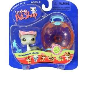  Littlest Pet Shop Pets On The Go Figure Cat with Pink Bow 