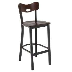  Cafe Stool with Solid Wood Seat and Back Walnut Seat and 