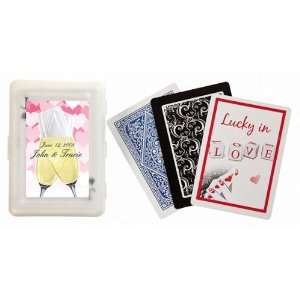 Wedding Favors Champagne Toast Heart Design Personalized Playing Card 