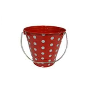  $ 1.50 Each Metal Bucket 5.5x6 Red with white Polke dot 