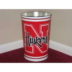   CORNHUSKERS 15 Tall Tapered WASTEBASKET / GARBAGE CAN with Team Logo