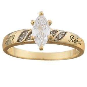   Gold over Sterling Silver Diamond Wedding Name Ring, Size 12 Jewelry