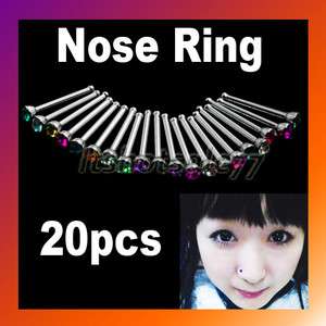   Nose Ring Bone Stud Stainless Steel Crystal Body Piercing Jewelry