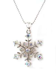 New Winter Silver Tone AB Crystal Snowflake Necklace Christmas N1769 