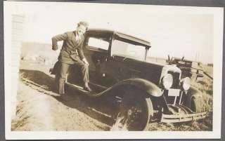 Car Photo Man & 1930 Chevrolet Chevy Wis License 666331  