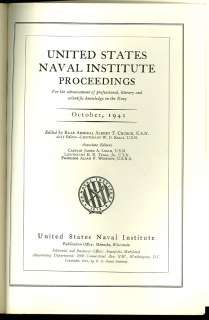 1941 US NAVAL INSTITUTE Proceedings  USNI  WW2  October  