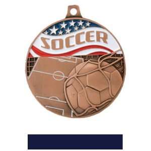  Hasty Awards Americana Custom Soccer Medals BRONZE MEDAL/NAVY 