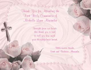 10 ROSES & PEARLS FIRST HOLY COMMUNION THANK YOU CARDS  