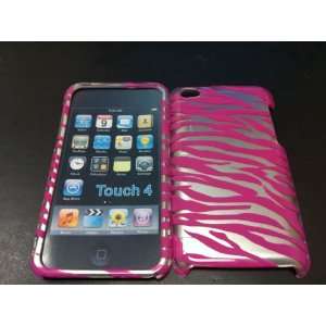  Ipod Touch 4th Gen Zebra Style Silver/Pink Hard Back Case 