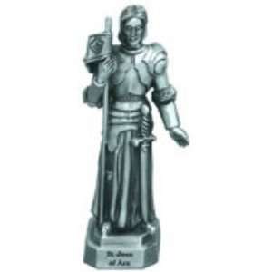  St. Joan of Arc   3 1/2 Pewter Statue with Prayer Card 