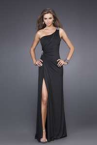   One Shoulder Black Long Prom Dress Evening Party Homecoming Dress New