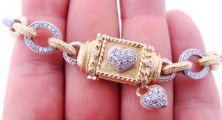 Ladies designer signed 18K Gold Diamond HEART Bracelet  