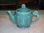 Vintage 1940s Shawnee Pottery Green Tea Pot TeaPot   5 Cup Rosette