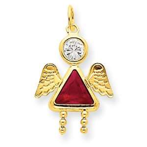  14k July Girl Angel Birthstone Charm Jewelry