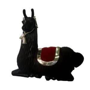 Wood and 950 Sterling Silver Llama Statue 