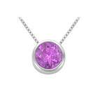 Pendants Amethyst Bezel Set Solitaire Pendant  .925 Sterling Silver 