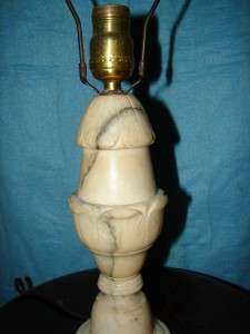   /Antique Nice Carved Marble/Alabaster Pull Chain Table Lamp  