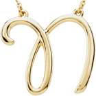 Jewelry Adviser necklaces 14K Yellow N 16 Gold Fashion Script Initial 