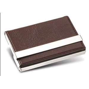 New   Visol Calypso Brown Leather Business Card Holder 
