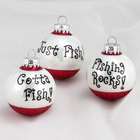   of 3 Shiny Red & White Bobber Glass Ball Christmas Ornaments 1.75