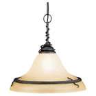    185 Single Light Pendant   Forged Iron Finish With Ember Glow Glass