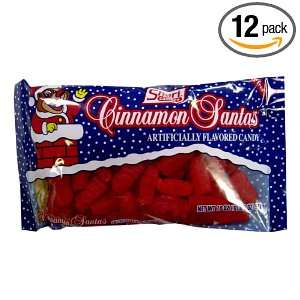 Shari Candies Red & Green Cinnamon Santas, 18 Ounce Bags (Pack of 12 