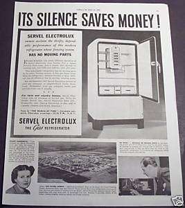 1937 SERVEL ELECTROLUX GAS REFRIGERATORNO WEAR AD ART  