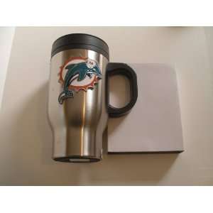  Miami Dolphins 16 oz Stainless Steel Travel Mug Sports 