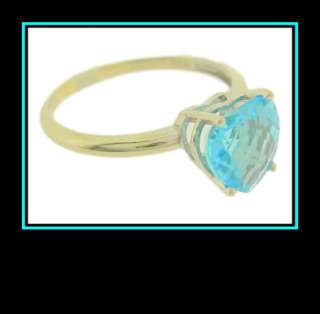 Ladies 10K White Gold Swiss Blue Topaz Heart Fashion Ring  