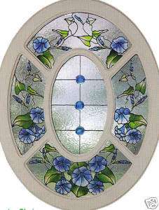 pc faux stained glass morning glory window cling set  