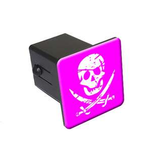   and More Pirate Skull Crossed Swords   Pink 2 Tow Hitch Cover Insert