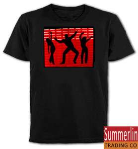 LED EL Sound Activated Dancing Clubbing Rave T Shirt S Red Dance Party 