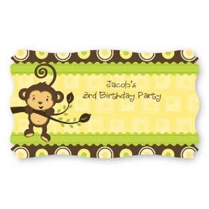  Monkey Neutral   Set of 8 Personalized Birthday Party Name 