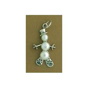   Cultured Pearl Snowman w/Snowshoes, 1 1/16 in, 4/5mm Pearls Jewelry
