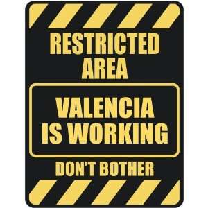   RESTRICTED AREA VALENCIA IS WORKING  PARKING SIGN