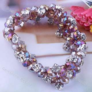 Rhinestone Purple Faceted Crystal Bead Strand Bracelet  
