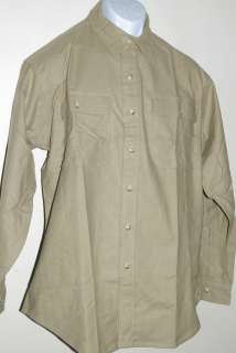 NEW Casual Mens Long Sleeve Khaki Button Front Shirt 100% Cotton made 