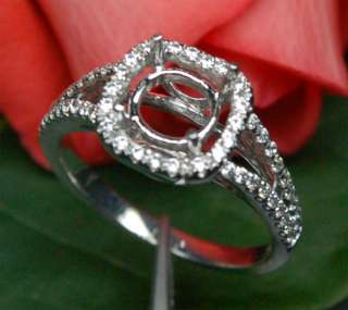   Cut Solid 14K WHITE GOLD .44CT DIAMOND Engagement Halo SEMI MOUNT RING