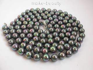   50 10mm round Tahiti black south sea shell pearls necklace  