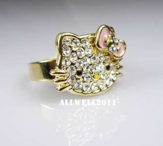   Color Ring Bling Crystal Rhinestone Adjustable In Ring Box  