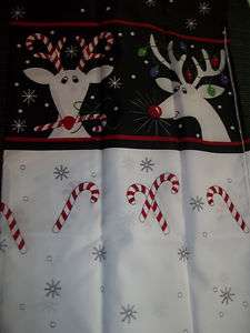 SILLY REINDEER FABRIC SHOWER CURTAIN W/SNOWFLAKE HOOKS CHRISTMAS NWT 