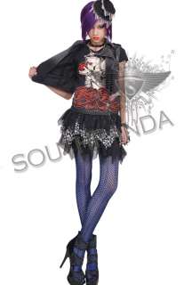SL336 Skull Punk Gothic Lace Tulle Short Mini Skirt  