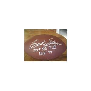 Bart Starr Green Bay Packers Signed Autograph Football w/ Coa & Holo 