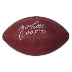  Y.A. Tittle Autographed Football with HOF 71 Inscription 