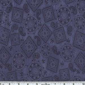  45 Wide Round Up Tonal Bandana Texture Blue Fabric By 