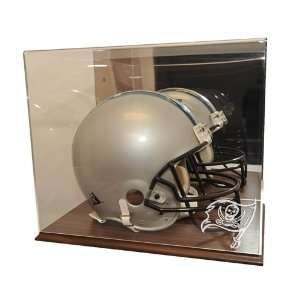   Buccaneers Full Size Helmet Display Case with Walnut Finished Base
