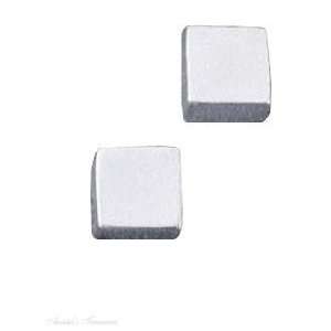  Sterling Silver Flat Square Cube Post Earrings Jewelry