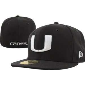 Miami Hurricanes Black New Era 59FIFTY Fitted Hat  Sports 